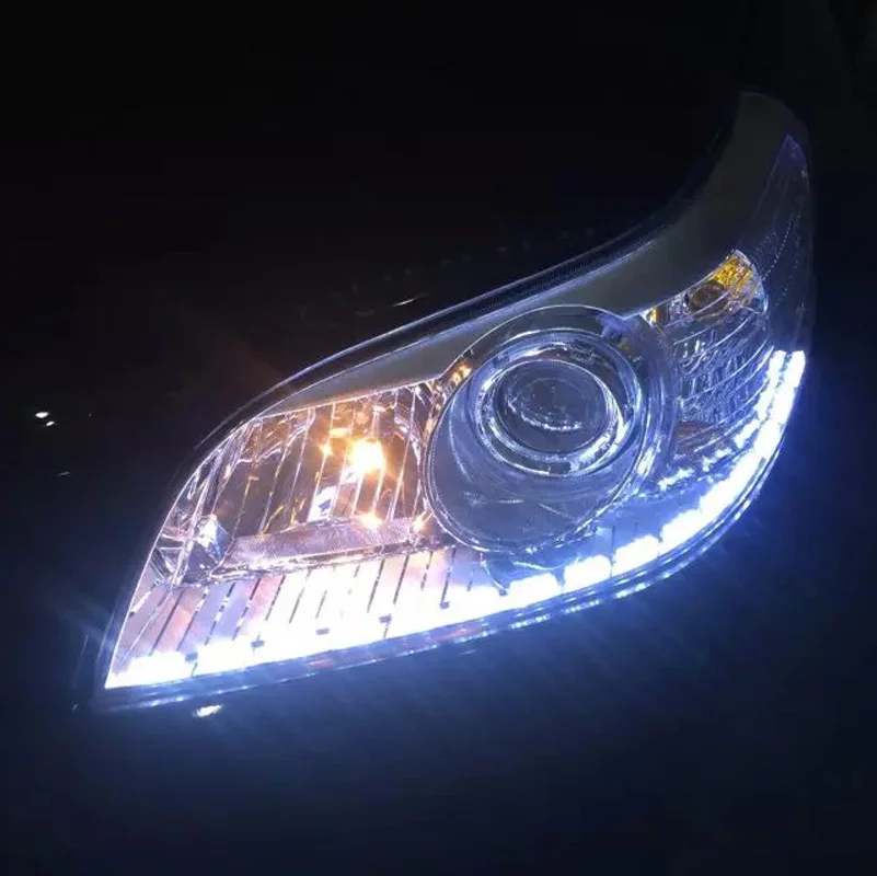 

Free Shipping New Design White Colors For DRL Yellow gradient color For Turn Signal Car Auto LED Tear Eye Ribbon Flexible Light
