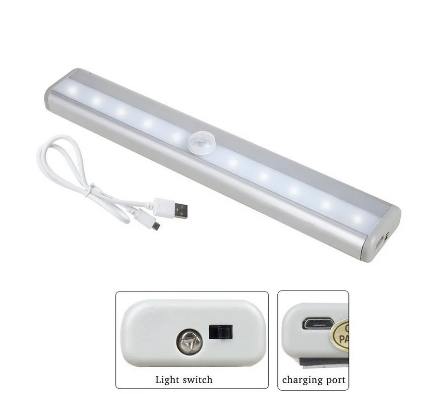 

LED Under Cabinet Light PIR Motion Sensor Lamp 10 LEDs Lighting for Wardrobe Cupboard Closet Kitchen Night Light Bedroom Light
