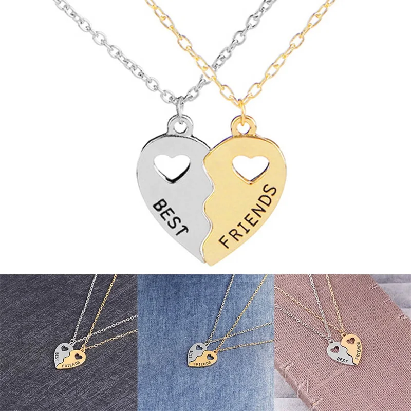 

1/Sets Friendship Necklace Best Friends Forever Hollow Heart-Shaped Pendant Brother Best Buds Silver Color Necklace Charm Choker