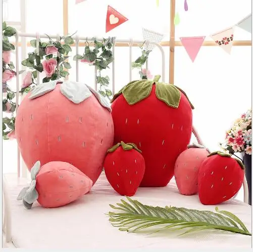 

WYZHY New down cotton strawberry pink plush toy sofa bedroom decoration to send friends and children gifts 50CM