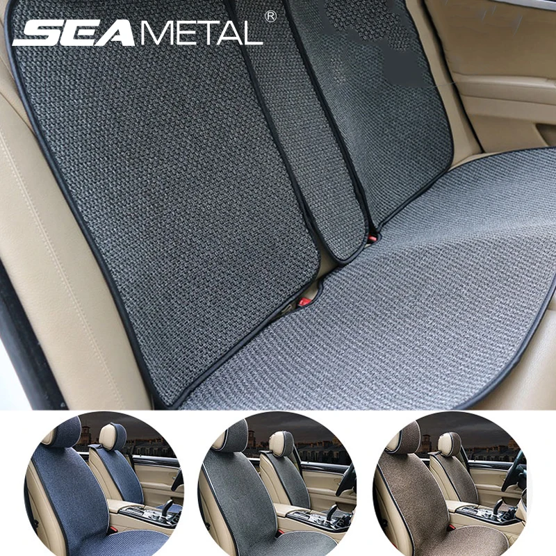 

Auto Seats Cushion Car Seat Cover Linen Chair Mats Summer Breathable Automobiles Seat Covers Mesh Front&Rear Protector Universal