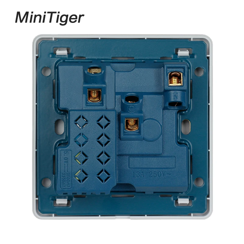 Minitiger настенная розетка 13A универсальная 5 отверстий переключаемая 2.1A двойной usb