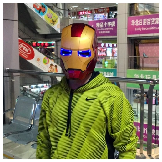 

Avengers cartoon toys Iron Man Motorcycle Helmet Mask Tony Stark Mark Cosplay Mask with LED Light Wearable model Free Shipping