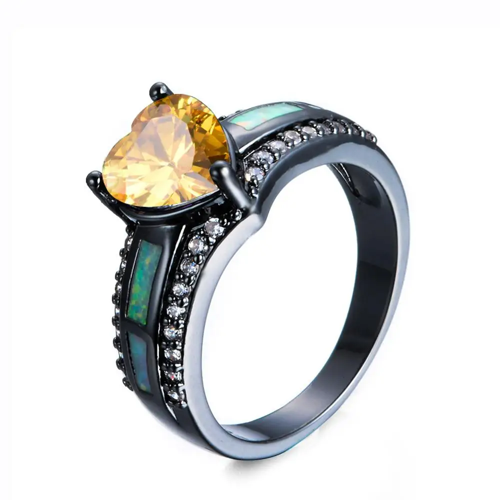 Sue Phil для женщин кольца Мода Сердце Кристалл женские обручальные кольца Прямая - Цвет основного камня: White Yellow 15