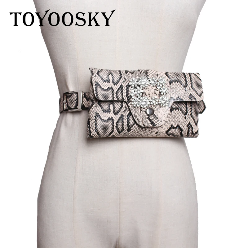 New Women Snake Belt PU Shining Diamond Mini Fanny Bum Pack Detachable For Black Red Litchi Pattern | Аксессуары для одежды