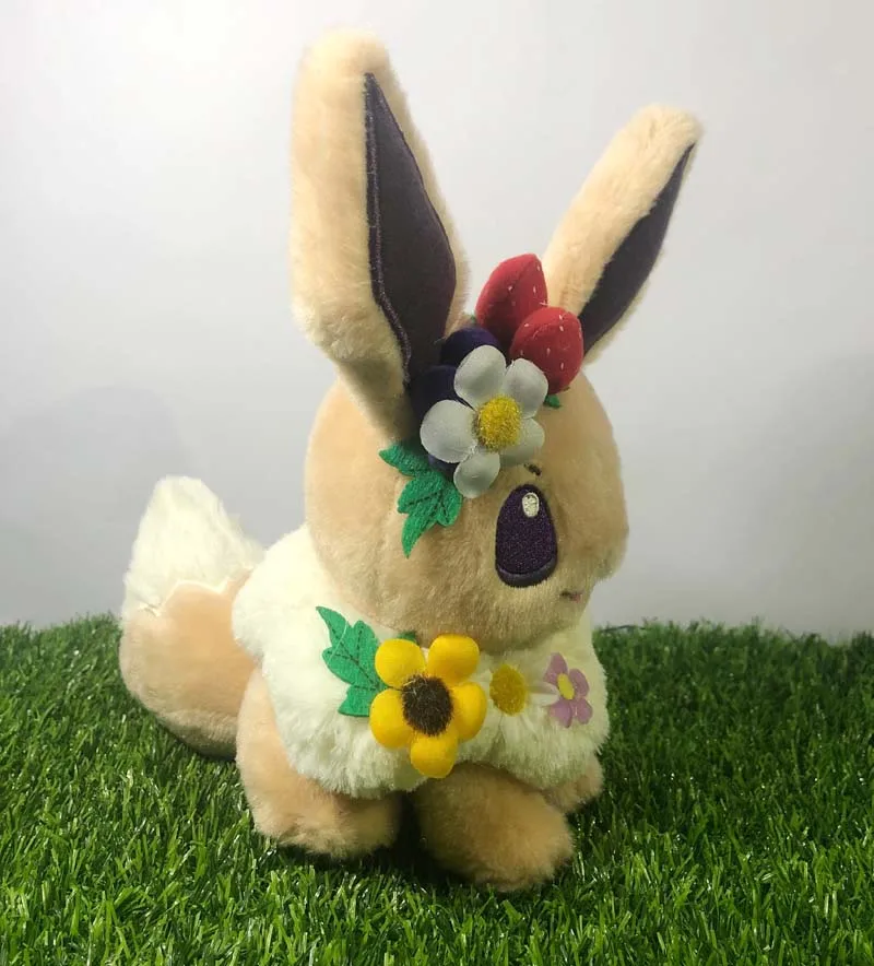 Японская аниме игра Пикачу и Eievui Пасхальный Eevee с цветком плюшевая кукла мягкая игрушка ограниченная плюшевая кукла игрушка