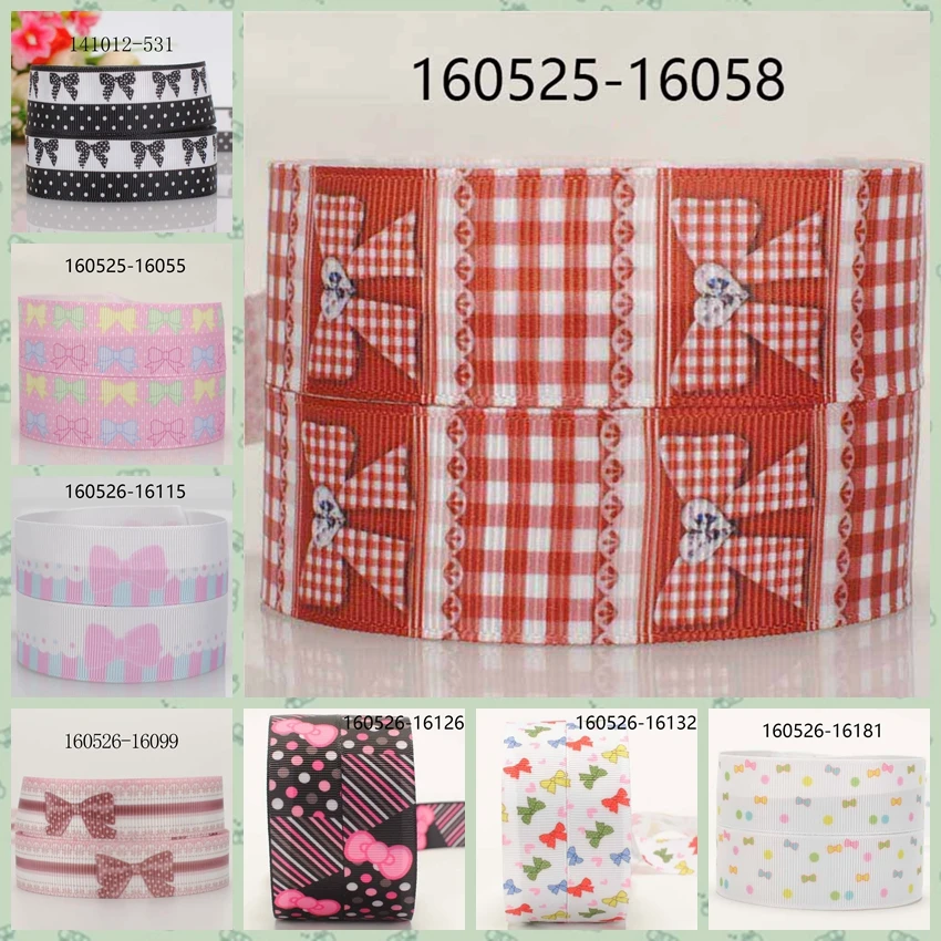 

10yards -different sizes -lively bows pattern ribbon printed Grosgrain ribbon 141012-531