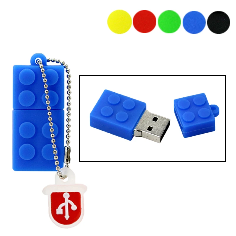 

New Arrive Pendrive Cartoon Building Blocks Usb 2.0 Usb Flash Drive Silicone Blocks Pen drive 4GB 8GB 16GB Mini Memory Storage