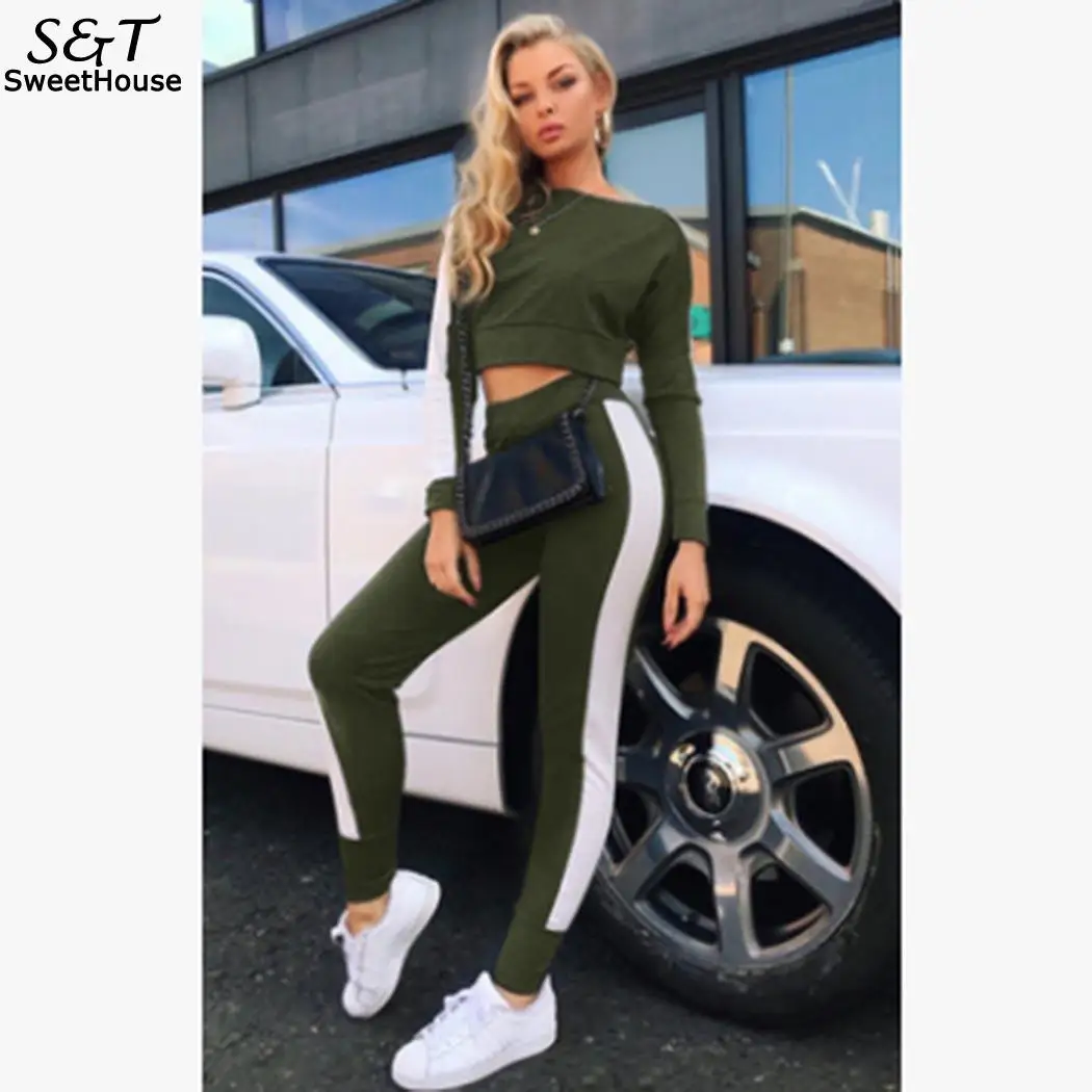 Женский укороченный топ FANALA Chandal Mujer со штанами Survetement Femme спортивный костюм