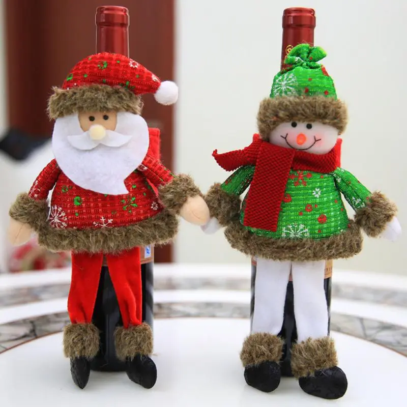 Рождественская бутылка вина шляпа ткань крышка Санта Клаус куклы-Снеговики Рождество домашний ужин в ресторане пробки для бутылок рождественские украшения