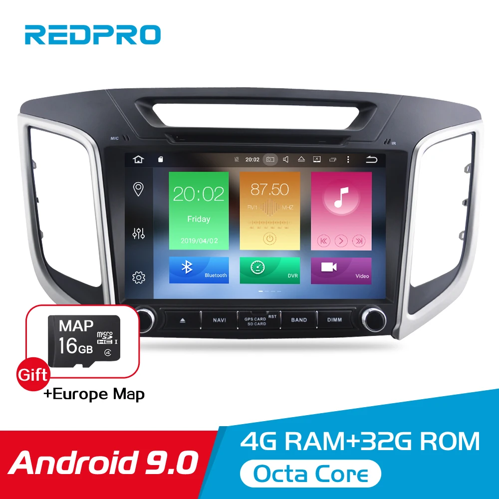

9" IPS Screen Android 9.0 Car DVD Player For Hyundai ix25 Creta 2014-2018 Stereo 2 Din Video GPS Navigation Radio FM Multimedia