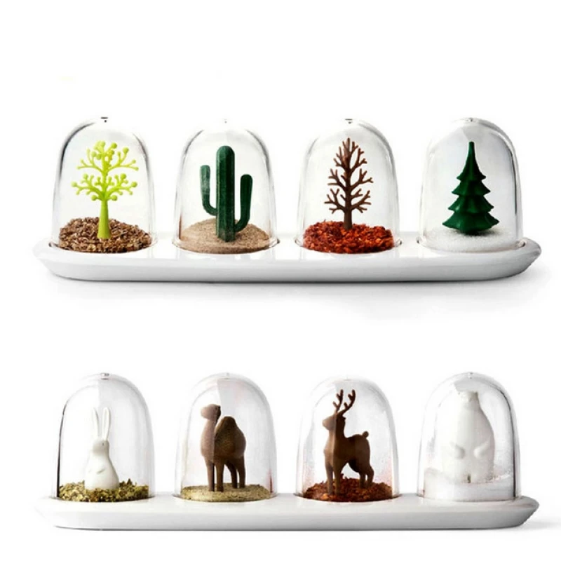 

4pcs/set Four Seasons Plant/Animal Spice Jar Seasoning Bottle Sugar Salt Pepper Shaker Animal