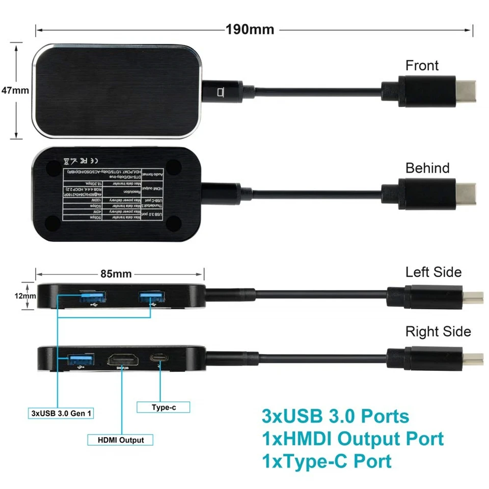 USB 3,1 Тип C на HDMI адаптер концентратор 4Kx2K@ 60 Гц USB 3,0 Thunderbolt 3 Тип-C адаптер для usb-концентратора типа C для MacBook Pro samsung Galaxy S9