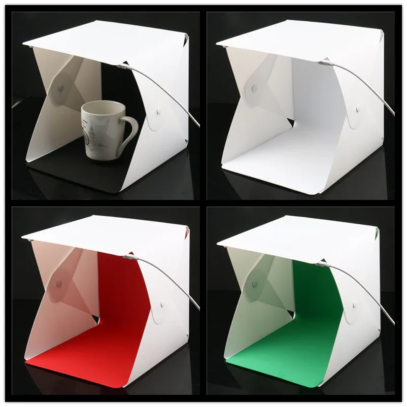 

40cm 4 Colors Folding Lightbox Photo Studio 2 LED Desktop Studio Portable Photography Lightbox Studio for Smartphone DSLR Camera