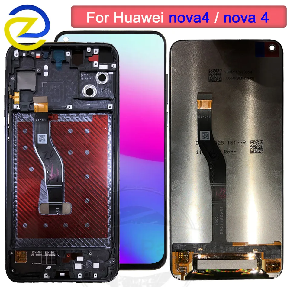 

New For Huawei nova 4 LCD Display Touch Screen Digitizer VCE-AL00 VCE-TL00 LCD Assembly replacement 6.4"For Huawei Nova4 lcd