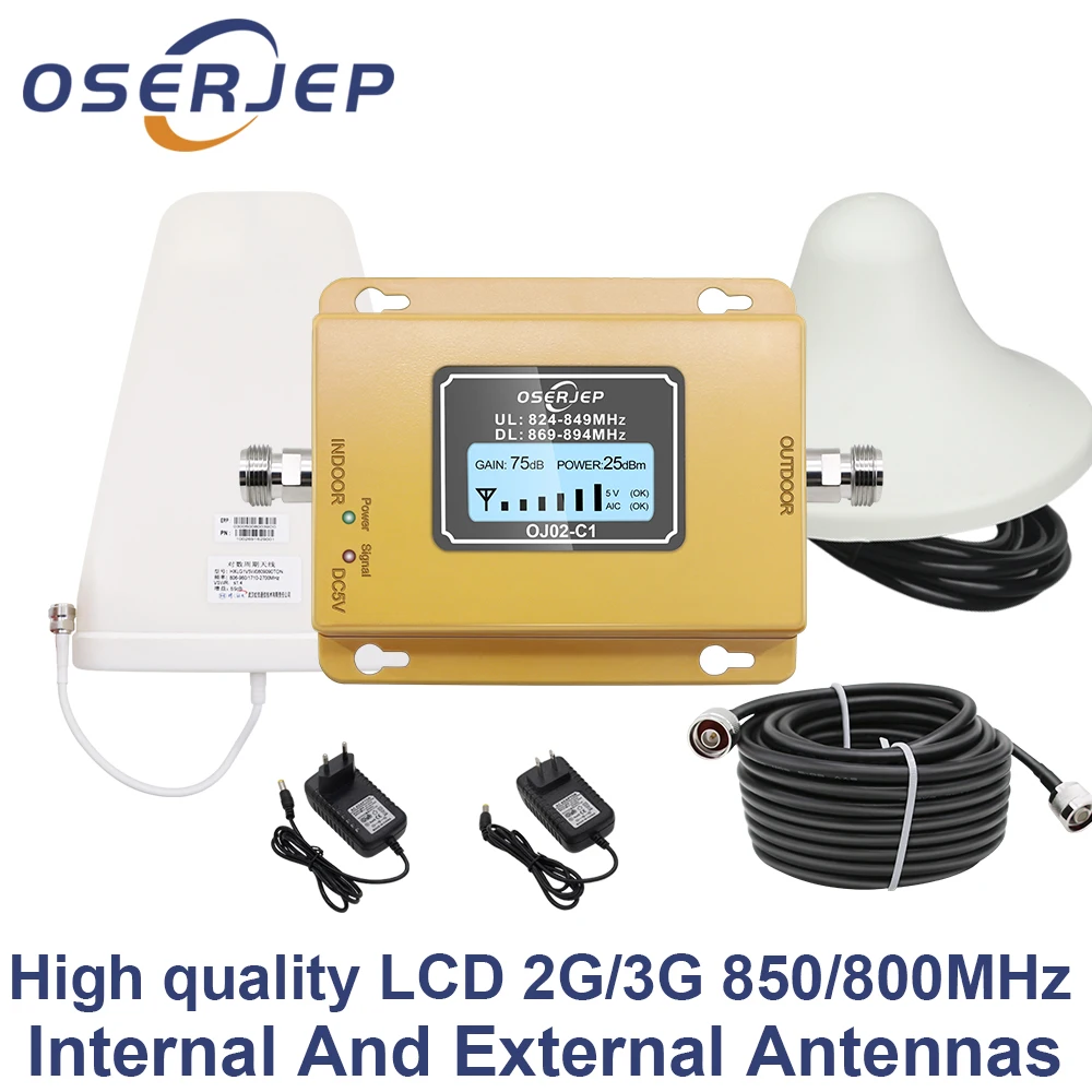 

Gain70dB CDMA Signal Amplifier LTE Band 5(850 CDMA) Signal Repeater GSM CDMA 850MHz with LCD Display + Antenna +Cable