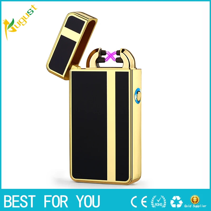 10pcs/lot business models USB electronic pulse double fire lighter metal windproof personalized Valentine's day gift | Дом и сад