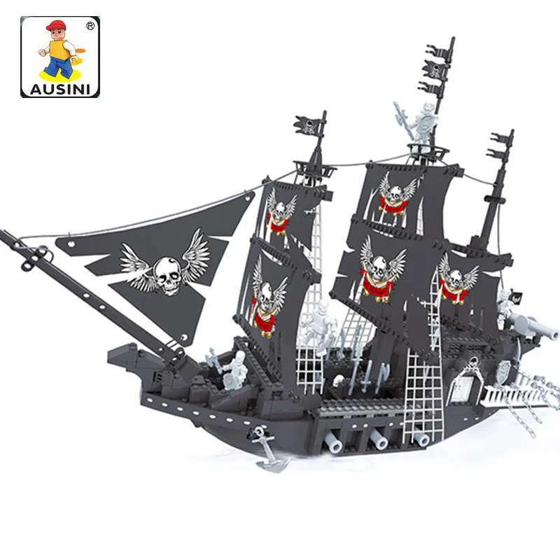 

Ausini 714Pcs building blocks pirate series 3D Construction Brick Educational toys for children compatible building bricks