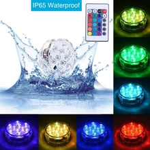 10-светодиодный RGB подводные огни, многоцветный подводный свет с 24 клавишами пульта дистанционного управления для вазы основание, Цветочный, аквариум, пруд