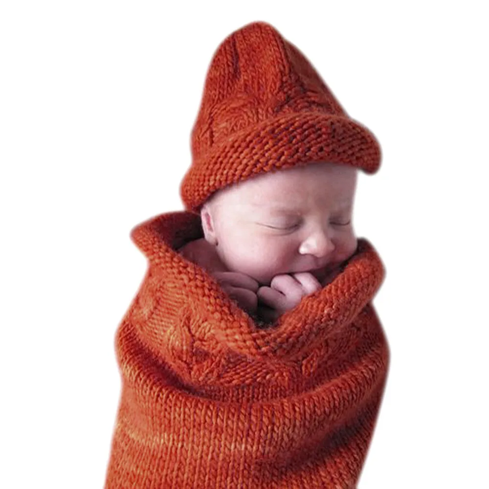 Новые зимние утепленная одежда для новорожденных одеяло Спальный мешок Дети Вязание капюшон сна накидка для детской коляски хлопок 45 см 0~ 8 м