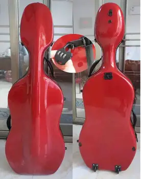

Beautiful red color carbon fiber cello case 4/4.strong with coded lock