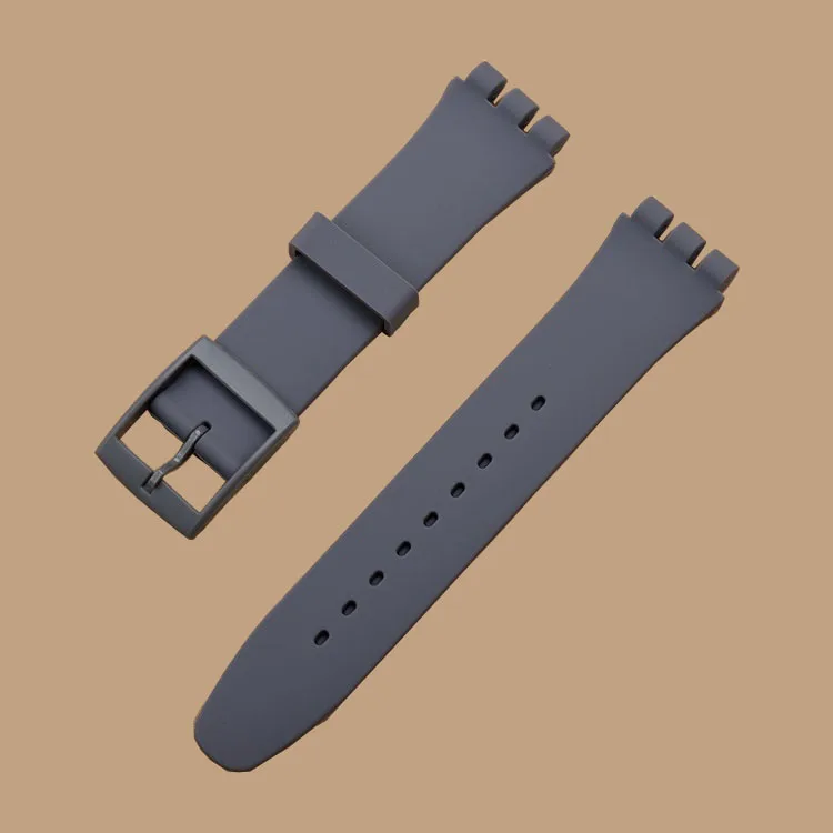 SeaTopTon твердый кремний резиновый 17 мм 19 мм 20 мм для часы swatch аксессуары военные Ремешки для наручных часов Ремешки с пластиковой пряжкой - Цвет ремешка: Grey
