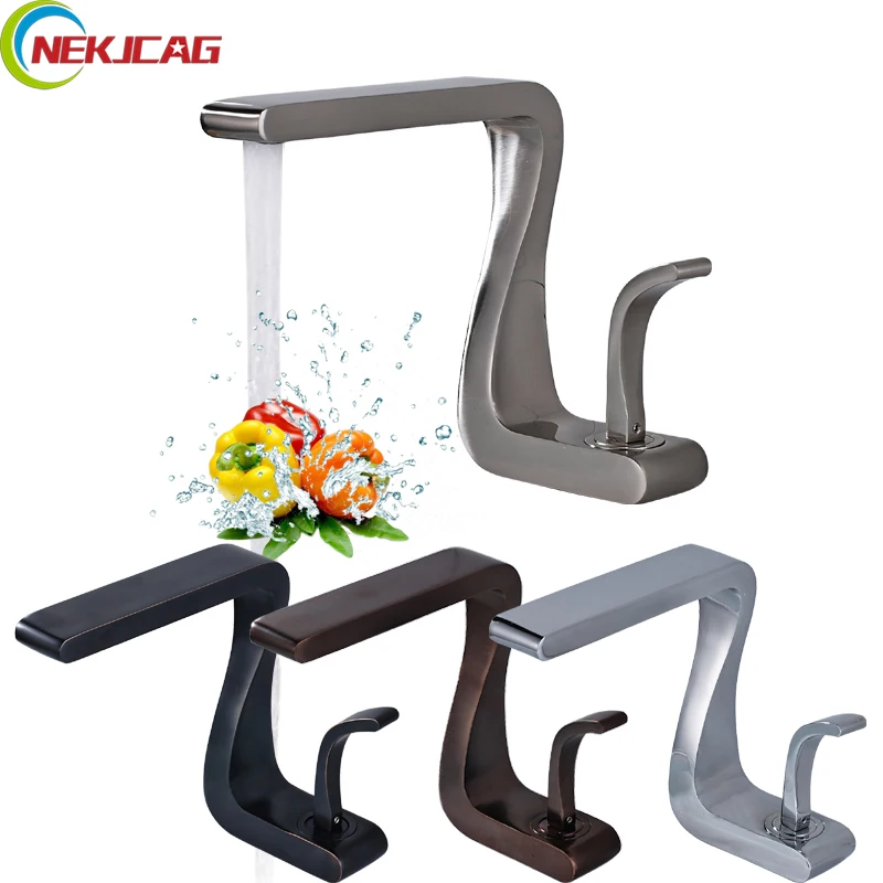 

Newest Washbasin Design Single Hole One Handle Bathroom Basin Faucet Mixer Tap Hot and Cold Water ORB Chrome Brusehd