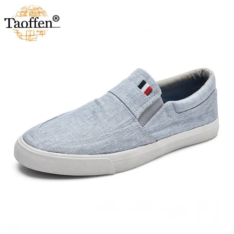 TAOFFEN Simple Men Casual Shoes Slip On Round Toe Flats Solid Color Breathable Male Loafers Size 38-44 | Обувь