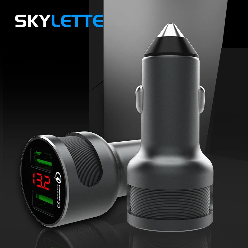 

5V3A Dual Port USB QC3.0 Charger Car Mobile Phone Quick Charger 3.0 Adapter 36W Power Fast Charging With Voltage Digital Display