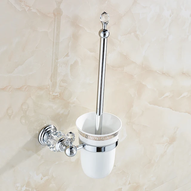 Toilet Brush Holders Luxury Wall Mounted Br With Crystal Ceramic Toilet Brush Holders Luxury Wall Mounted Br With Crystal Ceramic Cup White Golden Bath