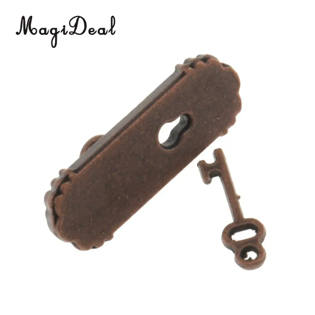 MagiDeal 4 Pieces 1/12 Dollhouse Miniature Vintage Door Locks with Keys for Dollhouse DIY Furniture Toys Accs-Bronze
