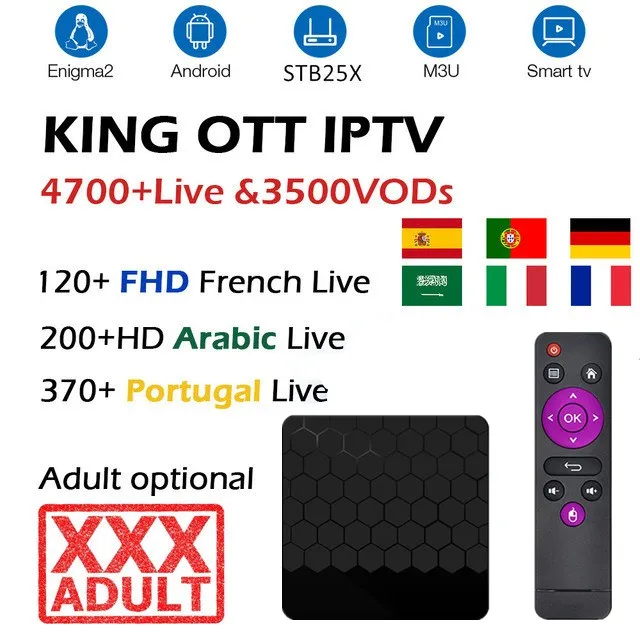 

Android IPTV Box S9 PRO 2G/16G+1 Year Spain German PT IPTV Subscription KING OTT IPTV 5000Live+3500VOD WiFi 4K TV Box XXX ADULT