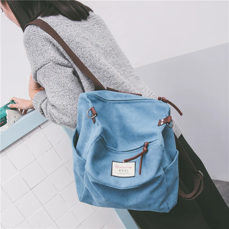 Korean Style Fashionable Female Canvas Backpack Harajuku Style Large Capacity Casual Backpack For Travel College Style Schoolbag2