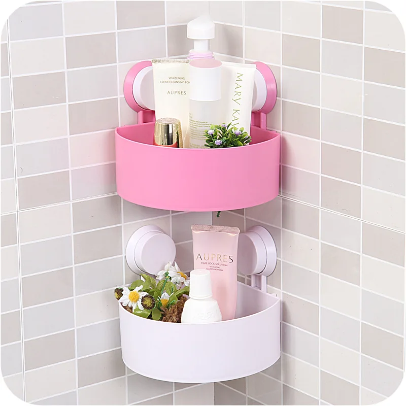 T Triangle Powerful Suction Bathroom Shelf Hanging Toilet Storage Rack