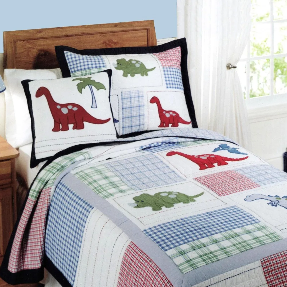 2pc Boy bedding set dinosaur Handmade quilt kids bedding set quilting