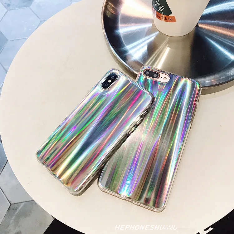 Лазерный чехол Gimfun для Iphone X 8 5 с забавными радужными блестящими чехлами мягкий