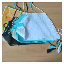 Ручной работы крючком бикини Топ чистого цвета купальники купальный костюм с коротким топом с галстуком