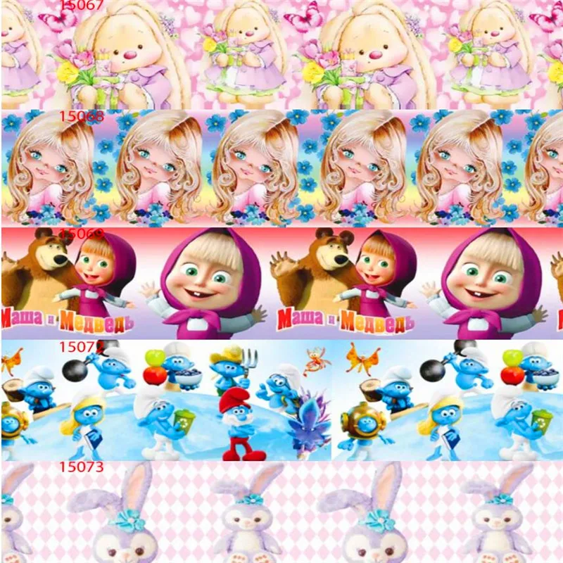 

25 38 50 75mm Width 100% Polyester Children Cartoon Animals Printed Grosgrain Ribbon boy's Kids Ribbons CT01-6