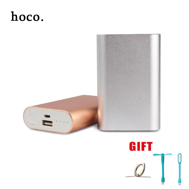 hoco mini metal Portable Charger 8800 mAh External Battery Pack Power Bank + led light fan phone ring holder Fast Shipping | Мобильные