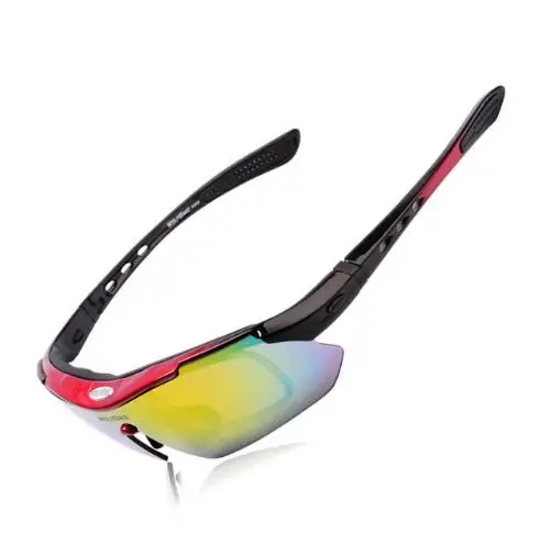 WOLFBIKE поляризованные очки с 5 линзами для езды на велосипеде, солнцезащитные очки, мужские спортивные очки для велосипеда, солнцезащитные очки для езды на велосипеде, лыжах, очки красного цвета - Цвет: Красный