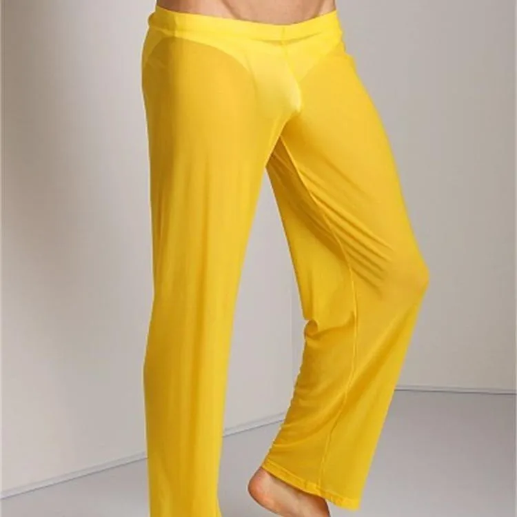 Sexy Mens See Through Pyjamas Home Sleepwear Low Waist Mesh Sleep Long Pant Male Sheer Breathable Sleep Bottoms Lingerie Homme custom pajama pants
