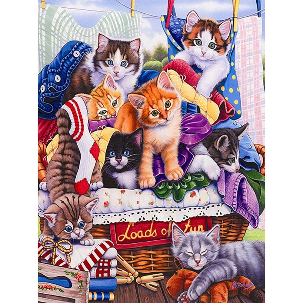 

Full Diamond 5D DIY Diamond Painting "Cat Family" Embroidery Cross Stitch Rhinestone Mosaic Painting Gift KBL