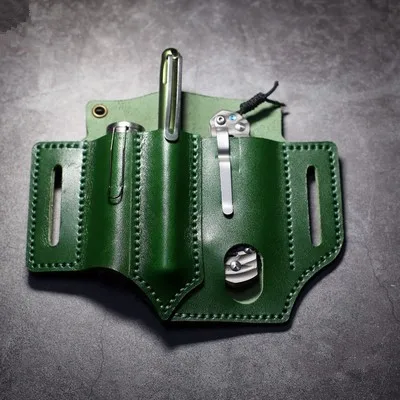 Многофункциональная Кожаная сумка для хранения ножей EDC с зажимом для талии, кожаная сумка для хранения инструментов, переносная универсальная сумка для ножей, ножны - Цвет: A improved green