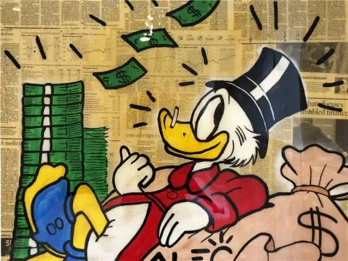 Monopolyingly Art Canvas Painting Street Artist Scrooge Mcduck Dollar Sign Statue Poster Wall Picture for Living Room No Frame - Color: AM013