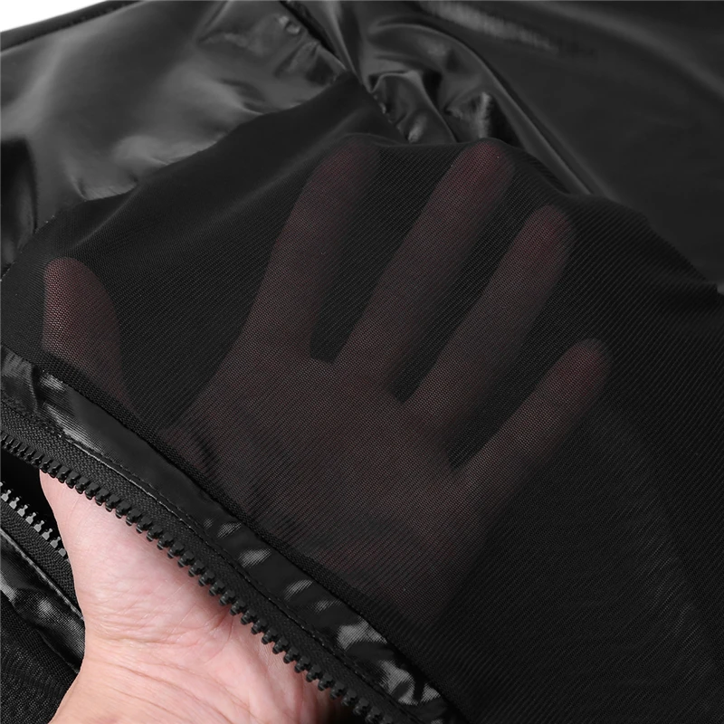 Cosplay&ware Halloween Black Unisex Sexy Metallic Shiny Zentai Catsuit Men Women Mesh Splice Full Bodysuit Cosplay Costume Latex Suit -Zentai shop online