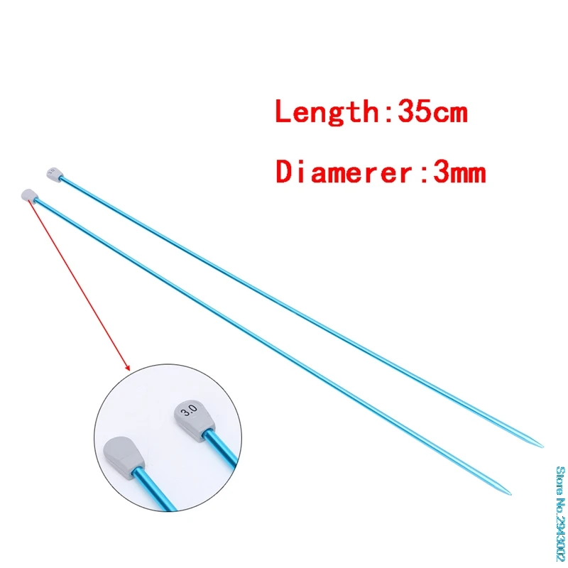 2 шт. 35 см один Poin спицы булавки прямые алюминиевые DIY инструмент для плетения - Цвет: Size 3