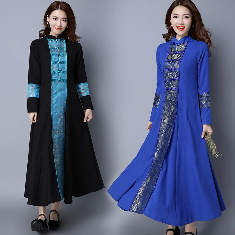 2017 Autumn Women's Clothing National Style Solid Long Sleeve Slim