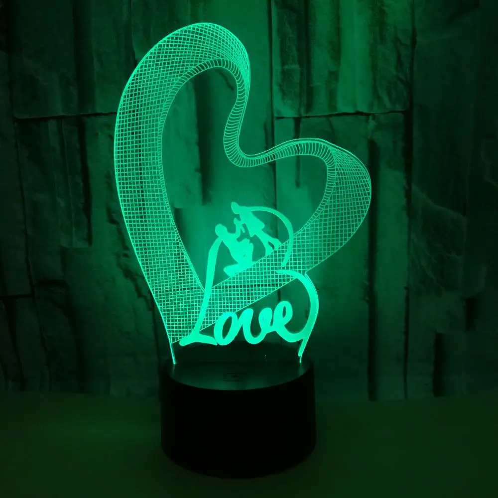 3d светодиодные цветные ночные светильники Love современная настольная лампа на
