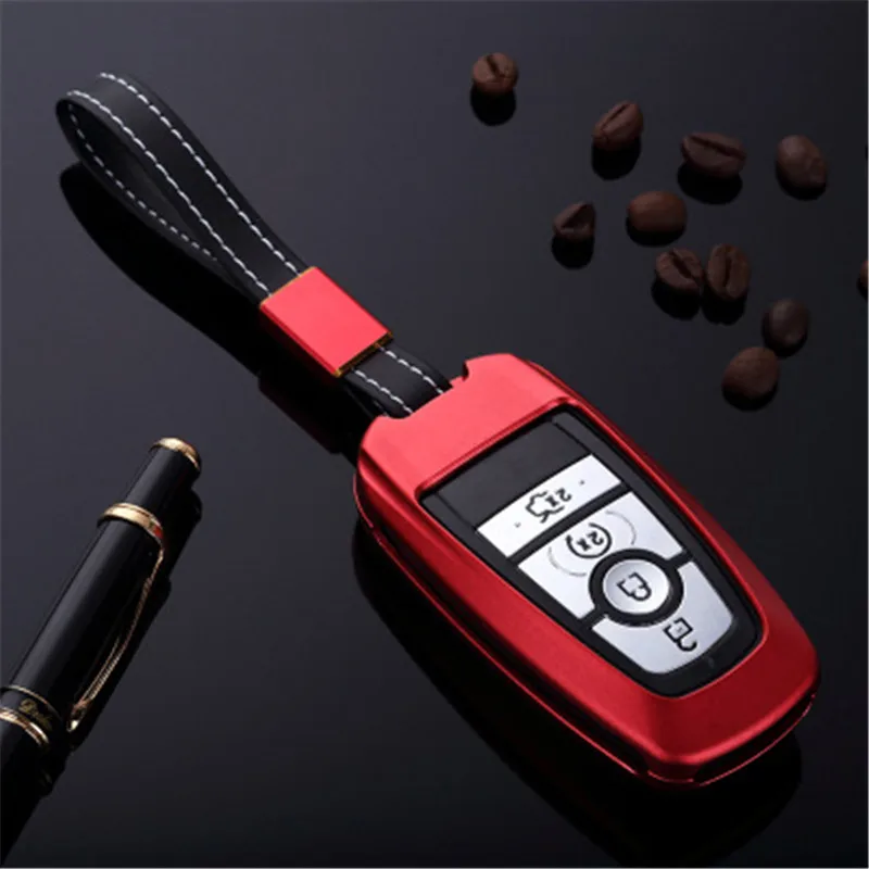 

Aluminum Alloy Car Key Case Shell Cover Holder Keychain for Ford Fusion Mondeo Edge Expedition Accessories key wallet