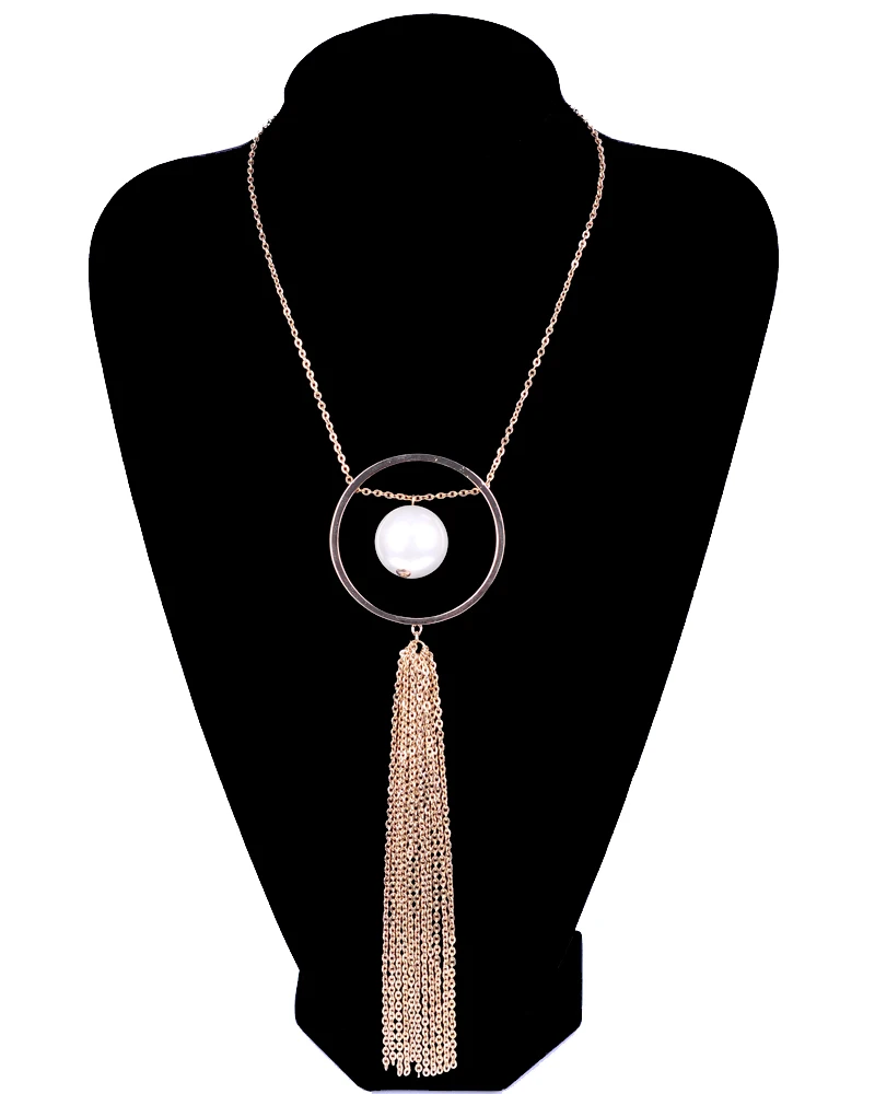 2017 Fashion Jewelry Collar Vintage Gold Pearl Tassel Chain Long